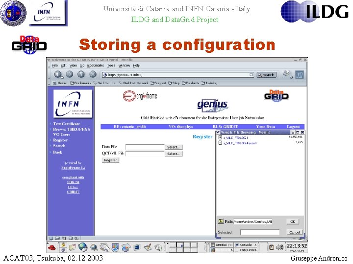 Università di Catania and INFN Catania - Italy ILDG and Data. Grid Project Storing