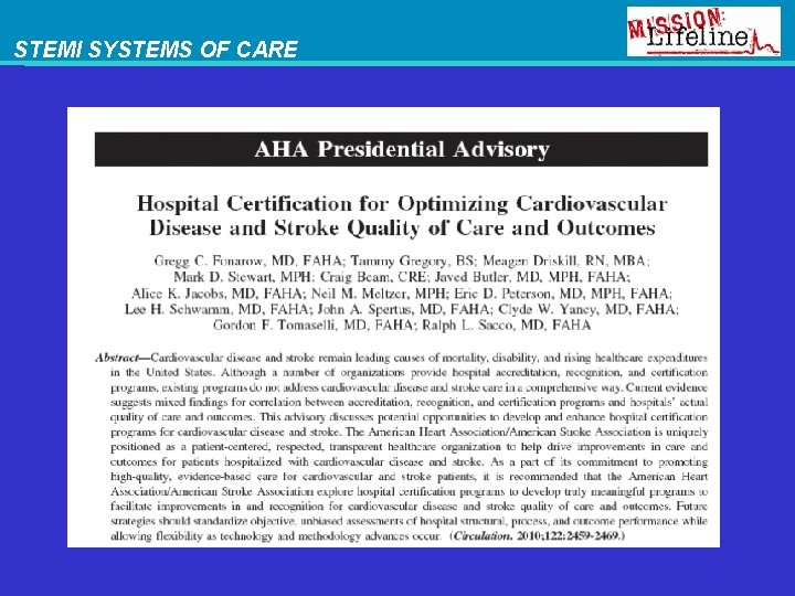 STEMI SYSTEMS OF CARE 