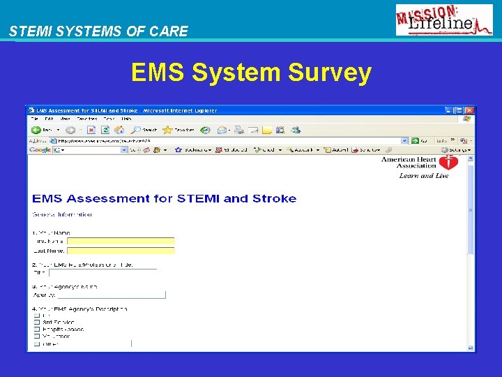 STEMI SYSTEMS OF CARE EMS System Survey 