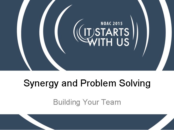 Synergy and Problem Solving Building Your Team 