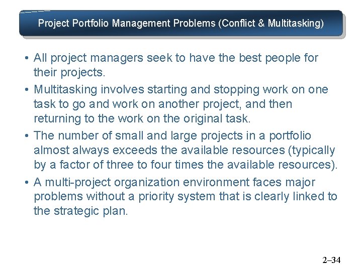 Project Portfolio Management Problems (Conflict & Multitasking) • All project managers seek to have Project Portfolio Management Problems (Conflict & Multitasking) • All project managers seek to have