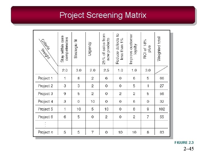 Project Screening Matrix FIGURE 2. 3 2– 45 Project Screening Matrix FIGURE 2. 3 2– 45
