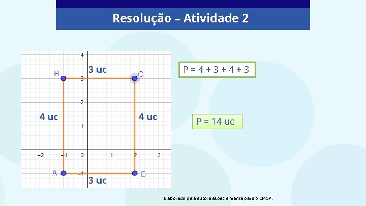 Resolução – Atividade 2 3 uc 4 uc P=4+3+4+3 4 uc P = 14
