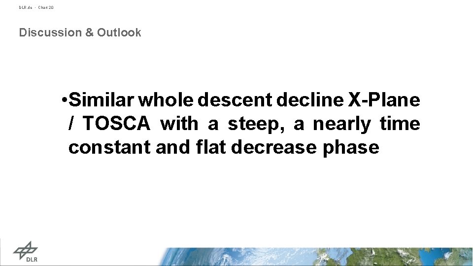 DLR. de • Chart 20 Discussion & Outlook • Similar whole descent decline X-Plane