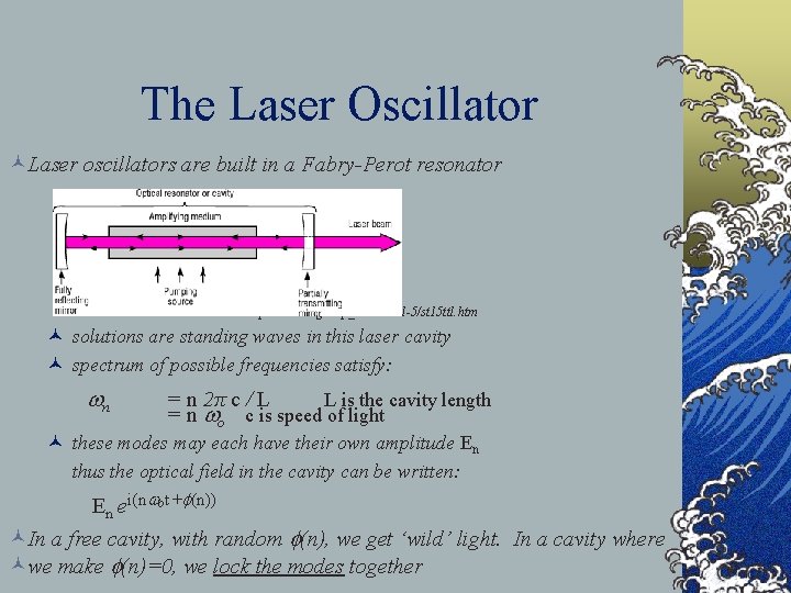 The Laser Oscillator ©Laser oscillators are built in a Fabry-Perot resonator W. Silvfast http: