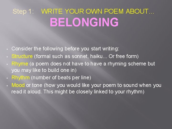 creative writing about belonging