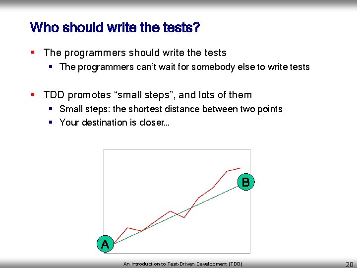 Who should write the tests? § The programmers should write the tests § The