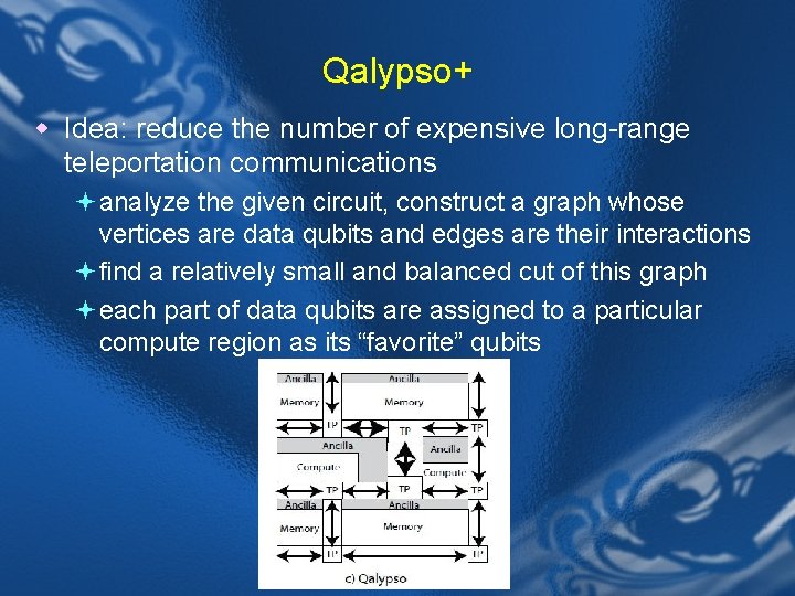 Qalypso+ w Idea: reduce the number of expensive long-range teleportation communications ª analyze the