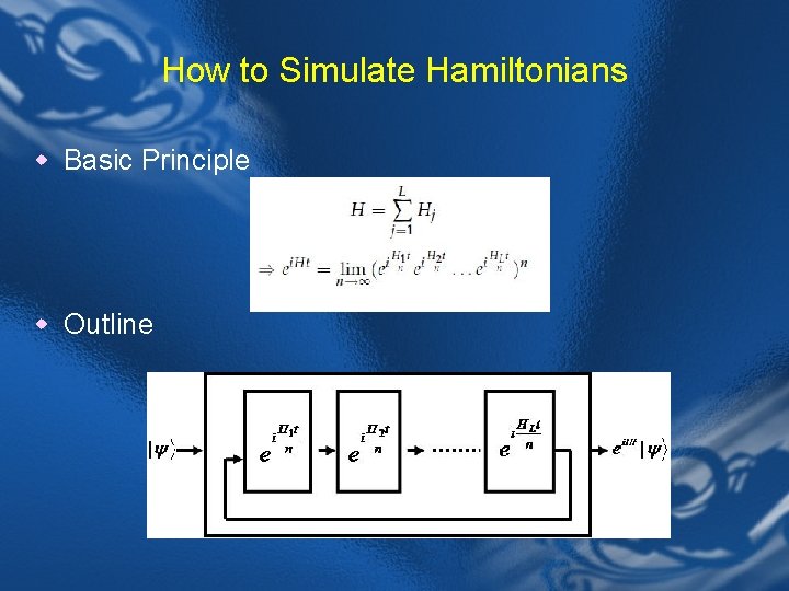 How to Simulate Hamiltonians w Basic Principle w Outline 