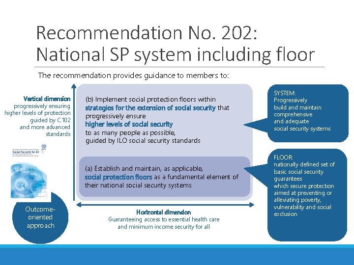 Recommendation No. 202: National SP system including floor The recommendation provides guidance to members