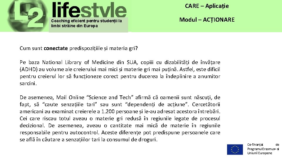 CARE – Aplicație Coaching eficient pentru studenții la limbi străine din Europa Modul –