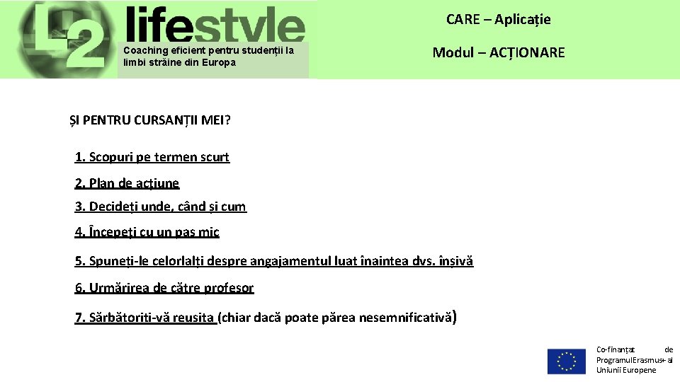 CARE – Aplicație Coaching eficient pentru studenții la limbi străine din Europa Modul –