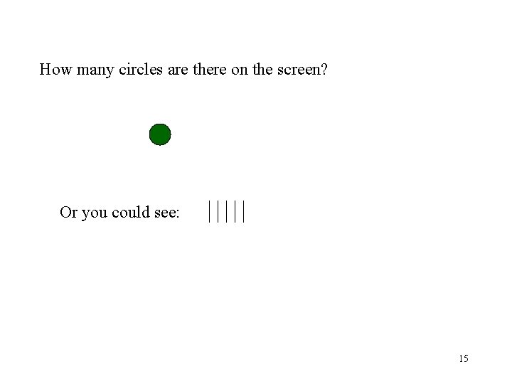 How many circles are there on the screen? Or you could see: 15 