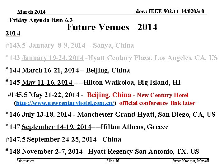 doc. : IEEE 802. 11 -14/0203 r 0 March 2014 Friday Agenda Item 6.