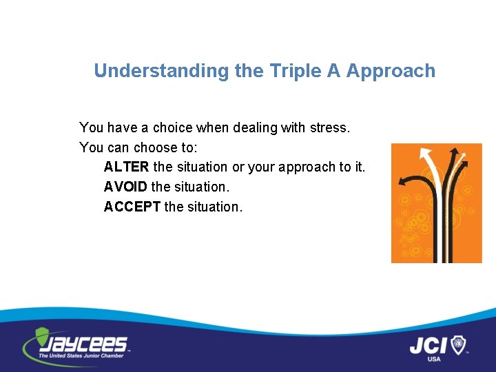 Understanding the Triple A Approach You have a choice when dealing with stress. You