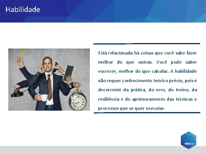 Habilidade Está relacionada há coisas que você sabe fazer melhor do que outras. Você