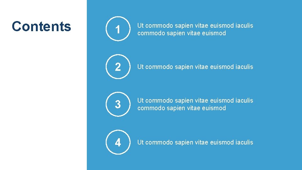 Contents 1 Ut commodo sapien vitae euismod iaculis commodo sapien vitae euismod 2 Ut