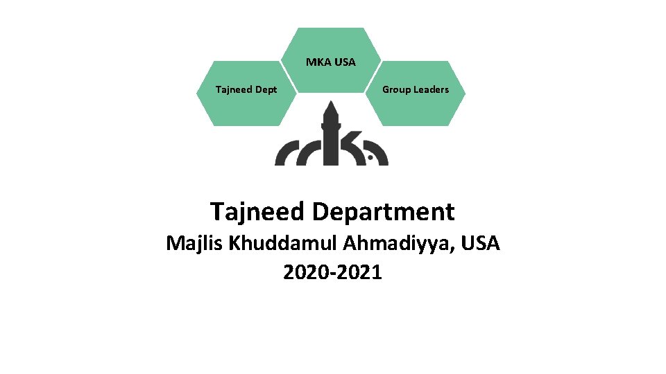 MKA USA Tajneed Dept Group Leaders Tajneed Department Majlis Khuddamul Ahmadiyya, USA 2020 -2021