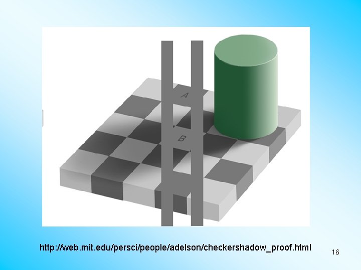 http: //web. mit. edu/persci/people/adelson/checkershadow_proof. html 16 