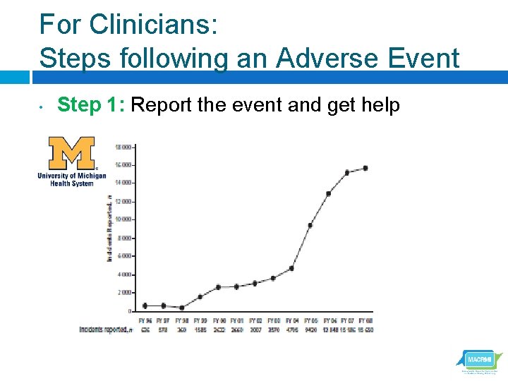 For Clinicians: Steps following an Adverse Event • Step 1: Report the event and