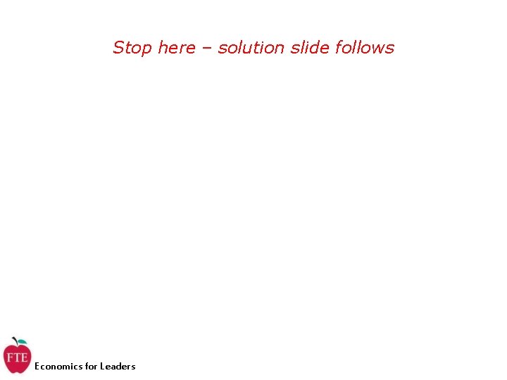 Stop here – solution slide follows Economics for Leaders 