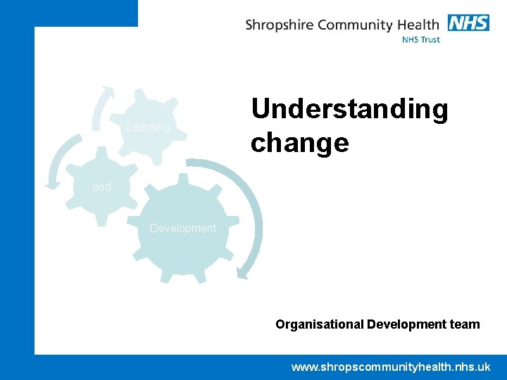 Learning Understanding change and Development Organisational Development team www. shropscommunityhealth. nhs. uk 