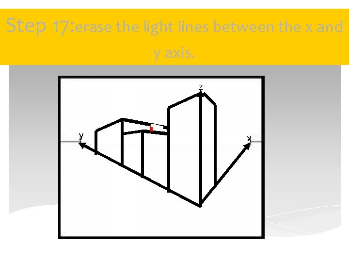 Step 17: erase the light lines between the x and y axis. Z y