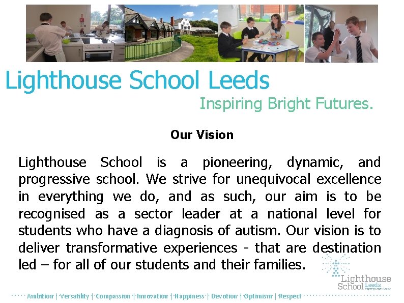 Lighthouse School Leeds Inspiring Bright Futures. Our Vision Lighthouse School is a pioneering, dynamic,