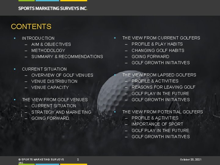 CONTENTS § INTRODUCTION – AIM & OBJECTIVES – METHODOLOGY – SUMMARY & RECOMMENDATIONS §