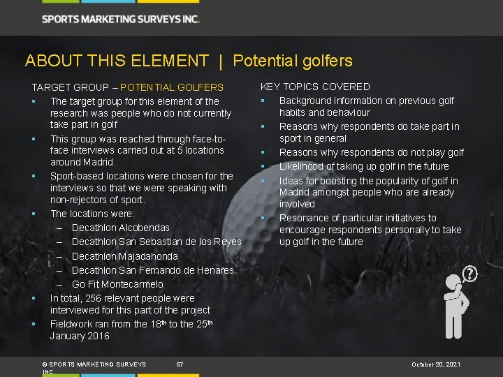 ABOUT THIS ELEMENT | Potential golfers TARGET GROUP – POTENTIAL GOLFERS § The target