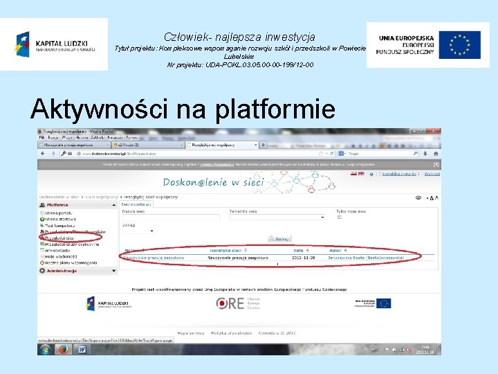 Człowiek- najlepsza inwestycja Tytuł projektu: Kompleksowe wspomaganie rozwoju szkół i przedszkoli w Powiecie Lubelskim