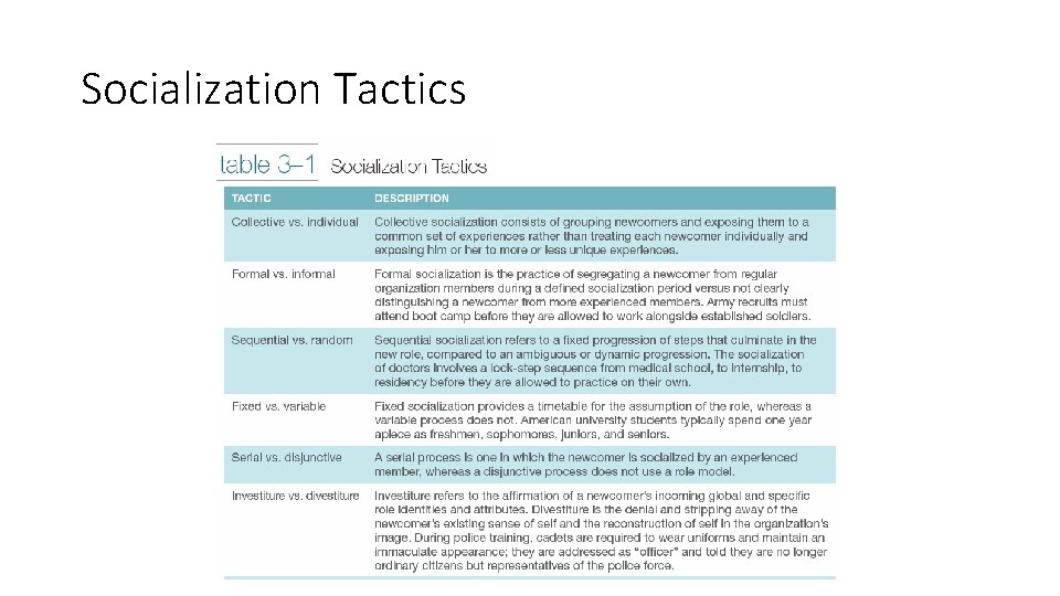 Socialization Tactics 