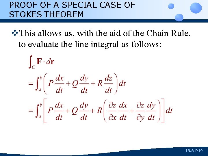 PROOF OF A SPECIAL CASE OF STOKES’THEOREM v. This allows us, with the aid
