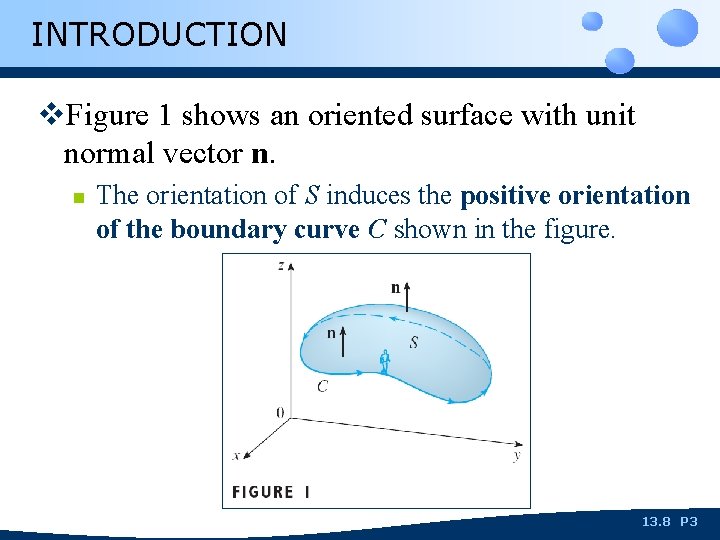 INTRODUCTION v. Figure 1 shows an oriented surface with unit normal vector n. n