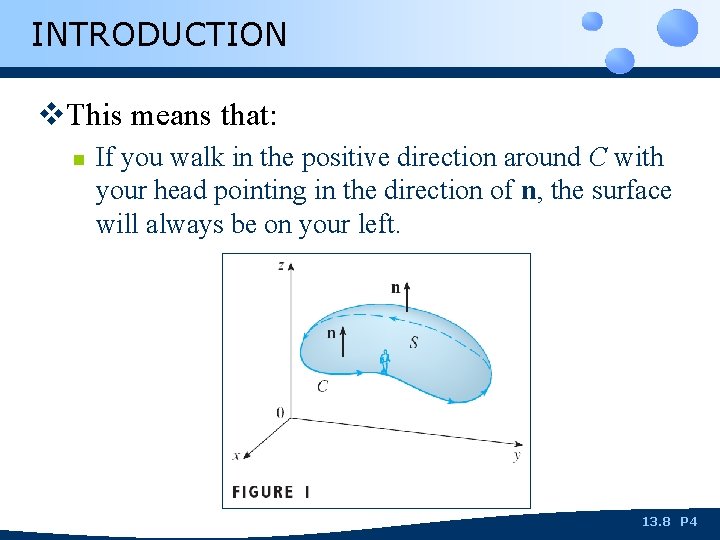 INTRODUCTION v. This means that: n If you walk in the positive direction around