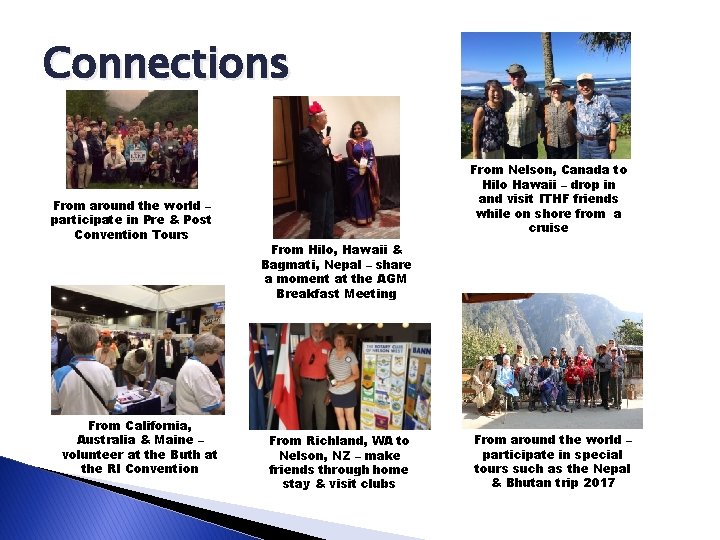 Connections From around the world – participate in Pre & Post Convention Tours From