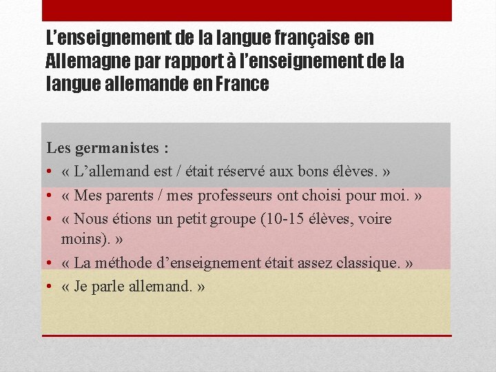 L’enseignement de la langue française en Allemagne par rapport à l’enseignement de la langue