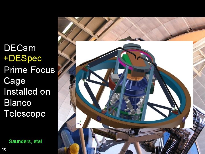 DECam +DESpec Prime Focus Cage Installed on Blanco Telescope Saunders, etal 10 