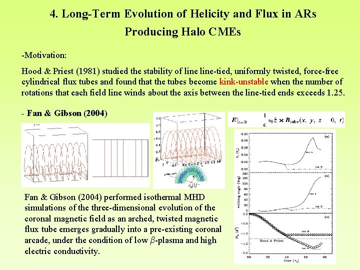 4. Long-Term Evolution of Helicity and Flux in ARs Producing Halo CMEs -Motivation: Hood 4. Long-Term Evolution of Helicity and Flux in ARs Producing Halo CMEs -Motivation: Hood