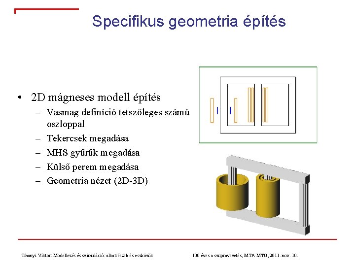 Specifikus geometria építés • 2 D mágneses modell építés – Vasmag definíció tetszőleges számú