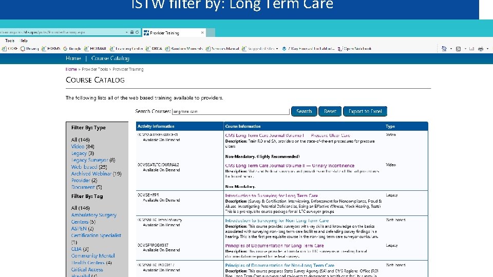 ISTW filter by: Long Term Care 36 