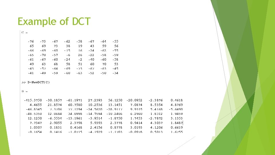 Example of DCT 