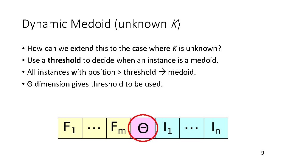 Dynamic Medoid (unknown K) • How can we extend this to the case where