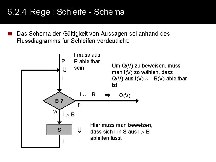 6. 2. 4 Regel: Schleife - Schema n Das Schema der Gültigkeit von Aussagen