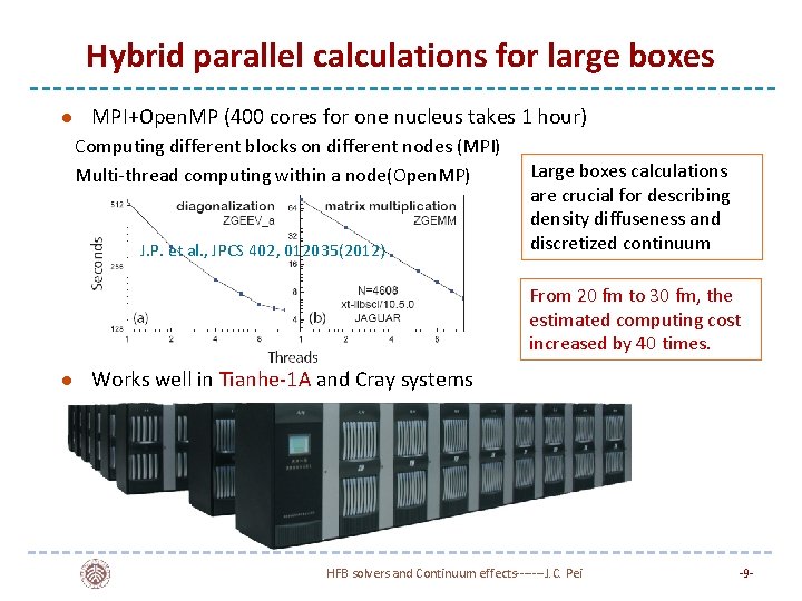 Hybrid parallel calculations for large boxes l MPI+Open. MP (400 cores for one nucleus