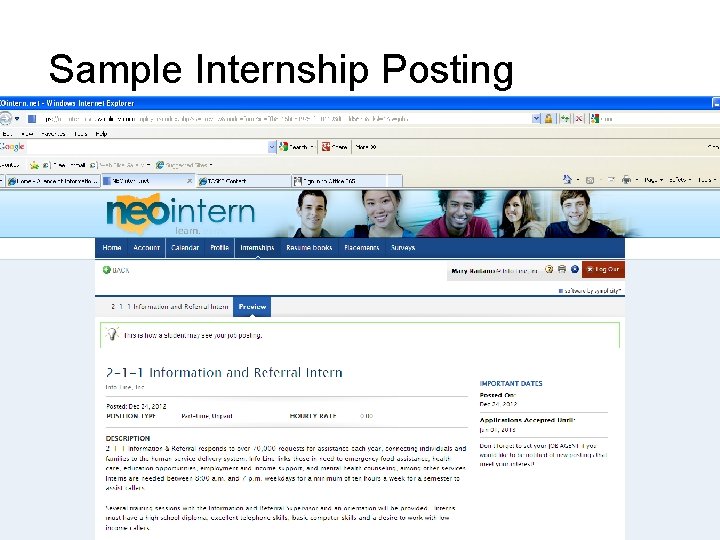 Sample Internship Posting 