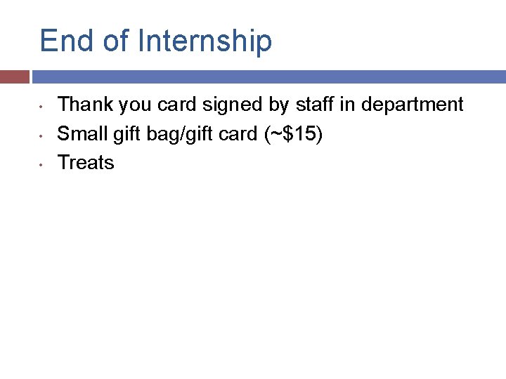 End of Internship • • • Thank you card signed by staff in department