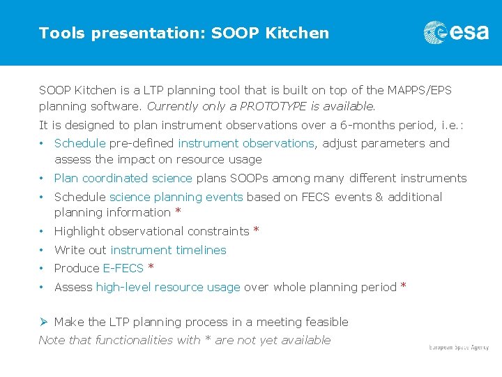 Tools presentation: SOOP Kitchen is a LTP planning tool that is built on top