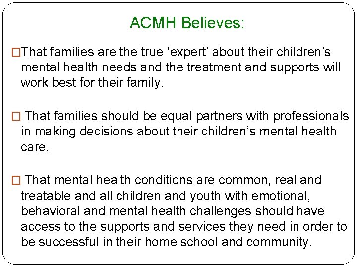 ACMH Basics Review Refresh Renew ACMH Fall 2015
