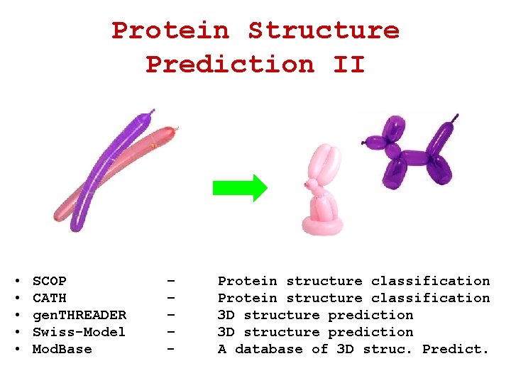 Protein Structure Prediction II • • • SCOP CATH gen. THREADER Swiss-Model Mod. Base Protein Structure Prediction II • • • SCOP CATH gen. THREADER Swiss-Model Mod. Base